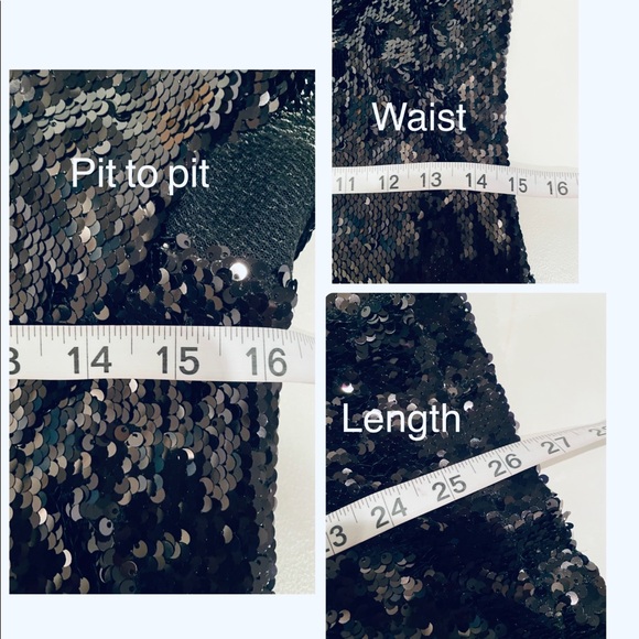 NWT (6) Sleeveless v neck flutter ruffle neckline black sequin shift mini dress - Picture 10 of 11